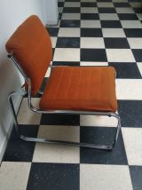 Fauteuil Orange cadre chromé