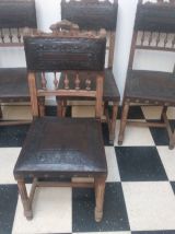 Lot 6 chaises Henri II  cuir et bois