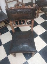 Lot 6 chaises Henri II  cuir et bois