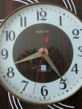 Horloge murale Vedette formica bois quartz fonctionne rosace