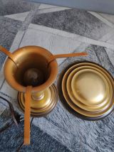 lampe champignon art déco doré et marron en métal léger