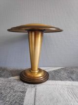 lampe champignon art déco doré et marron en métal léger