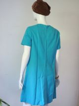 Robe babydoll Mod trapèze Twiggy turquoise vintage 60's