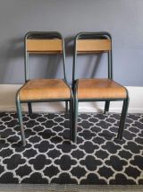chaises d'école Stella indislocables en hêtre verni et métal