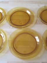 6 assiettes plate   en verre Verico France vintage 1970 