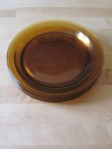 6 assiettes plate   en verre Verico France vintage 1970 
