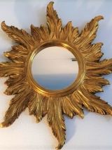 Grand miroir soleil bois 58cm 1940