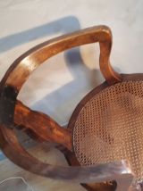 fauteuil avec dossier en bois massif assise cannée 1900  sty