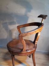 fauteuil avec dossier en bois massif assise cannée 1900  sty