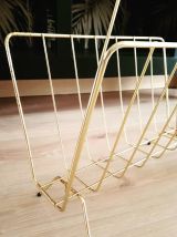 Porte revues vintage en métal doré 