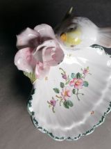 Vide poche Moustiers oiseau fleur barbotine 