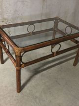 Table basse en rotin années 70