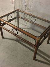 Table basse en rotin années 70