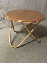 Table basse d’appoint en rotin années 60