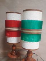 duo de lampes scandinave en bois tournè  , 1955 a70s  etat r