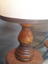 duo de lampes scandinave en bois tournè  , 1955 a70s  etat r