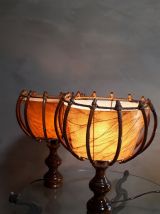 duo  lampes osier scandinave 1960 a 70 vintage  remis au nor