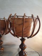 duo  lampes osier scandinave 1960 a 70 vintage  remis au nor
