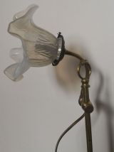 Ancienne lampe style Art Déco en laiton et tulipe 