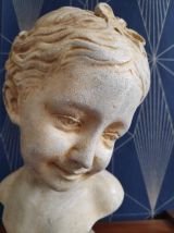 buste "la rieuse" d'après Jean-Baptiste Pigalle en plâtre