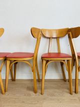 Lot 4 chaises bistrot Luterma dossier "banane" années 50