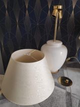 lampes 2 feux pied céramique craquelée blanche