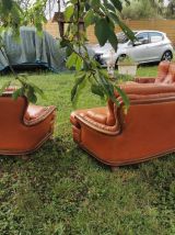 Salon complet en cuir vintage