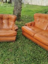Salon complet en cuir vintage