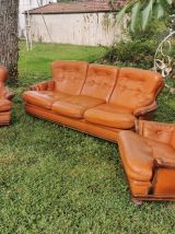 Salon complet en cuir vintage