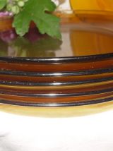 Lot de 6 assiettes plates vintage duralex ambré