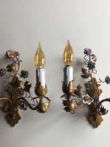 Deux Applique En Bronze à décor de fleurs En Porcelaine alle