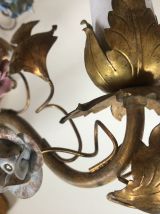 Deux Applique En Bronze à décor de fleurs En Porcelaine alle