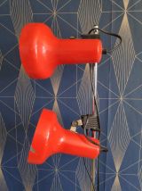 lampadaire 2 spots orange vintage