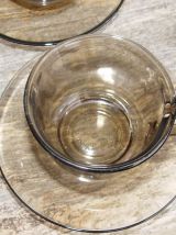 Lot de 4 tasses et soucoupes vintage Arcoroc