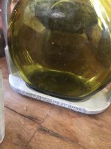 Charmante Bouteille Armagnac DUCASTAING , métal et cuir