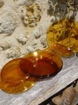 Lot de 4 assiettes creuses Duralex brun ambré