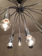 lustre spoutnik 24 feux en métal chromé tentacules flexibles