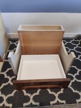 chevets vintage en tek et laminé blanc avec tablette  verre