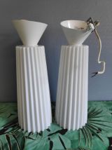 lustre en verre épais plissé teinte blanche intérieure