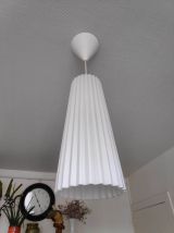 lustre en verre épais plissé teinte blanche intérieure