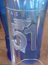 Lot PASTIS 51, 1 verre RARE et pichet bleu
