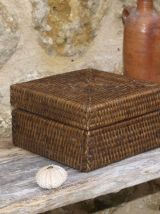 Boîte vintage rotin à compartiments 