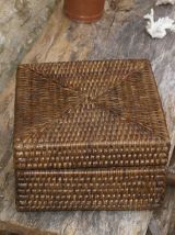 Boîte vintage rotin à compartiments 