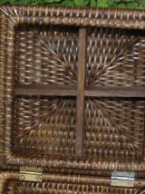 Boîte vintage rotin à compartiments 