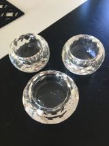 3 jolis bougeoirs cristal 