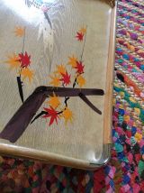 Plateau bois peint vintage 