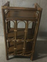 Etagère basse en rotin années 60