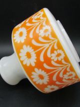 lustre verre opaline frise orange déco fleurs vintage opalin