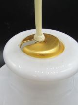 lustre verre opaline frise orange déco fleurs vintage opalin