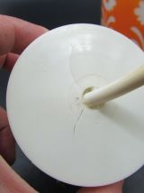 lustre verre opaline frise orange déco fleurs vintage opalin